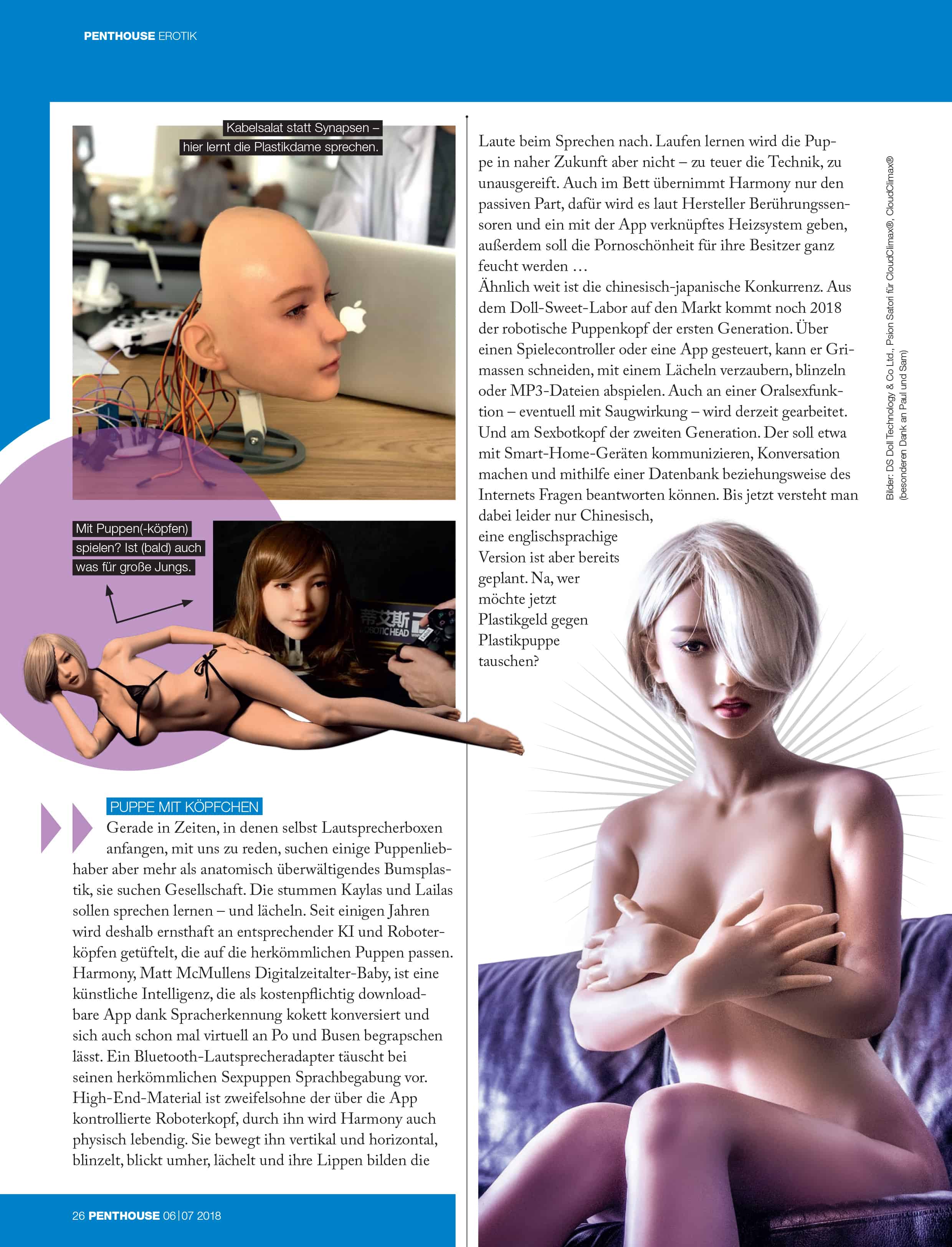 DS Doll Robotics featured in Penthouse Germany
